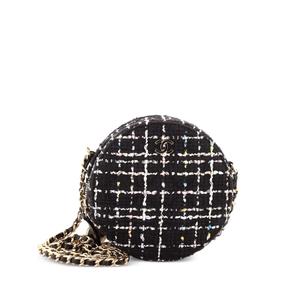 Сумка через плечо Charm Round Clutch with Chain Quilted Tweed