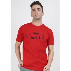 Футболка Just Go Red красная хлопковая с коротким рукавом, круглым вырезом, обычной посадки