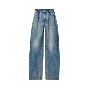 Alexander Wang Кристальный шнурок-утяжка Баллонные джоггеры джинсы 'Tinted Medium Indigo'