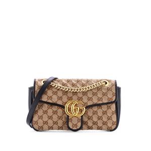 Маленькая сумка на плечо GG Marmont Flap Bag Diagonal Quilted GG Canvas with Leather