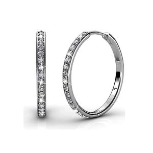 Украшенные серьги-кольца с кристаллами SWAROVSKI® - Белое золото/Прозрачный