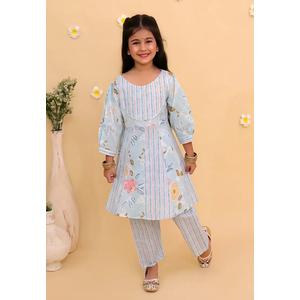 The Mom Store Megh Malhaar Детский цветочный принт Anarkali Kurta Set - Мульти