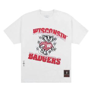 Футболки с коротким рукавом Cactus Jack by Travis Scott x Mitchell & Ness University Of Wisconsin Handdrawn Tee 'White'