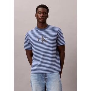 Свободная футболка с полосатым монограммным принтом - Calvin Klein Jeans