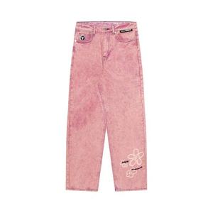 Джинсы AAPE Moonface Patch Relaxed Jeans «Pink»