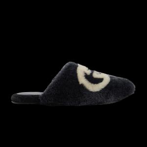 Тапочки Gucci Wmns Faux-Fur Slipper 'Interlocking G - Черный белый'
