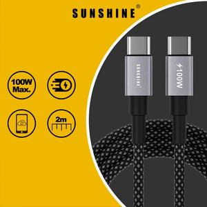 SunShine 100W Быстрый зарядный кабель Fast Charging Cable (USB-C — USB-C) 2M