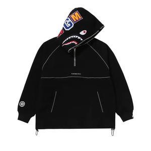 Молнии BAPE Shark Logo Half Zip Relaxed Fit Pullover Hoodie 'Черный'