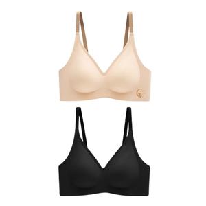 Набор из 2 премиальных бесшовных бюстгальтеров Olivia Seamless Wireless Padded Push Up Bra в нюдовом и черном цветах
