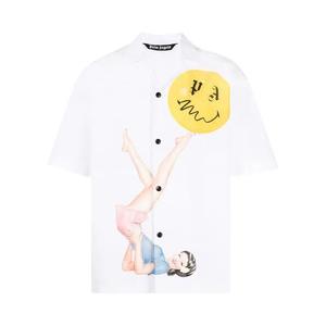Рубашки на пуговицах Palm Angels Juggler Pin Up Bowling Shirt 'White/Pink'