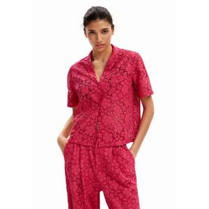 Женская короткая кружевная рубашка-курортник Desigual