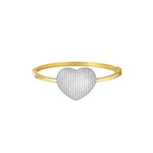 TOMEI Diamond Cut Collection Heart Bangle, желтое золото 916/22K