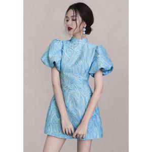 Чонсам модифицированное короткое платье с рукавом A021925BL