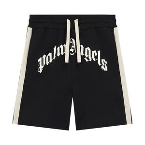 Спортивные шорты Palm Angels Curved Logo Track Sweatshorts 'Черный/Белый'