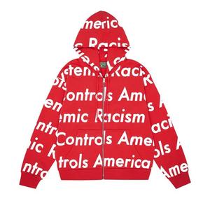 Худи на молнии Denim Tears x Arthur Jafa Systemic Racism Controls America Zip Up Hoodie 'Красный'