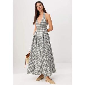 Зеленое однотонное макси-платье из ткани Twoss25El874