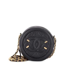 Сумка через плечо Filigree Round Clutch with Chain Quilted Caviar Mini