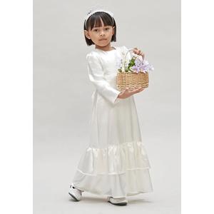 Платье OffWhite для девочки с цветочной брошью Baju Hari Raya