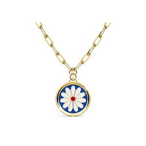 Bullion Blue Blossom Колье с голубым цветком в золоте