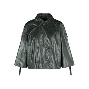 Двубортный кожаный пиджак с заостренным воротником