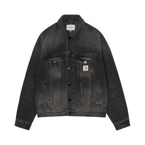 Джинсовые куртки Carhartt WIP Helston Jacket 'Black (Destroy Wash, Splatter)'