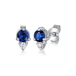 Серьги-гвоздики с кристаллом синего сапфира – 925 серебро