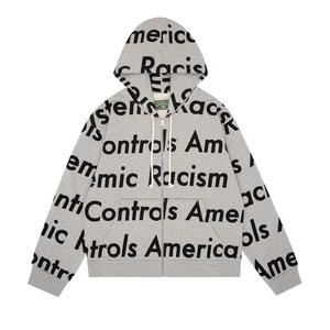 Толстовки на молнии Denim Tears x Arthur Jafa Systemic Racism Controls America Zip Up Hoodie 'Heather Grey'