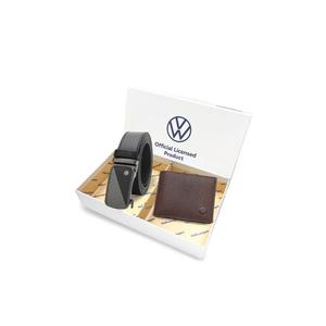 Подарочный набор - Кошелек из натуральной кожи с RFID-защитой + Автоматический ремень 40 мм - Черный / Коричневый