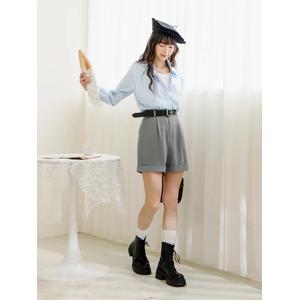 Фальшивый двухслойный хлопковый плед Длинная рубашка/Топ [AB13648]