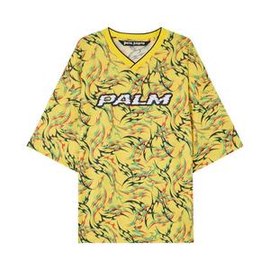 Футболки с коротким рукавом Palm Angels Tribal Allover Palm Sport Tee 'Yellow/Off White'