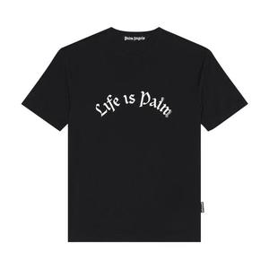 Топы Palm Angels Life Is Palm Fitted T-Shirt 'Black/White'