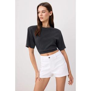 Белые джинсовые мини-шорты с высокой талией Twoss26Sr00267