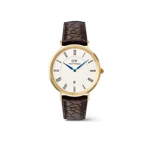 Classic 40mm Римские цифры Дата Темно-коричневый Крокодил Брюшко Золото - Мужские часы Стальной браслет Кожаный ремешок часы DW Официальный Аутентичный Оригинал