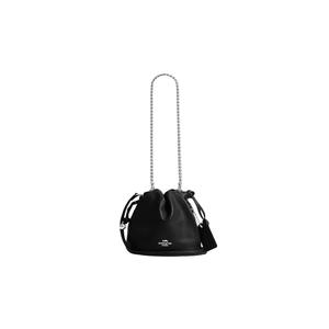 Сумка через плечо Coach Faye Drawstring Mini, серебристо-черная, CDB67