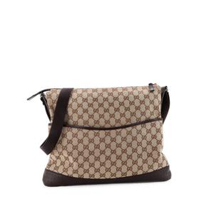Большая сумка через плечо Zip Messenger Bag GG Canvas with Perforated Leather