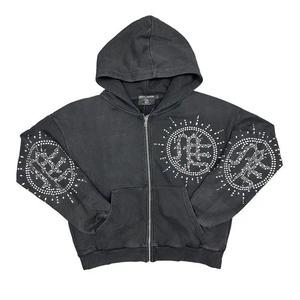 Худи Mixed Emotion Eclipse Rhinestone Hoodie 'Grey Acid Wash'