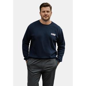 Темно-синий New Oversize/Wide Soft Textured College Unlined Plus Size Sweatshirt Tmnaw26Ao00007