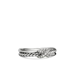 Серебряное кольцо Petite X с бриллиантами (4 мм)