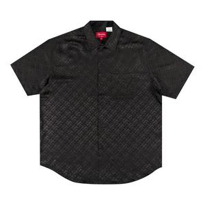Рубашки на пуговицах Supreme тональная монограмма шелковая рубашка с коротким рукавом 'Черный'