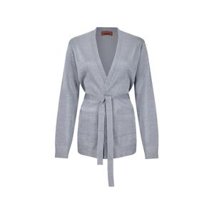 Кардиган с эффектом металлик и поясом