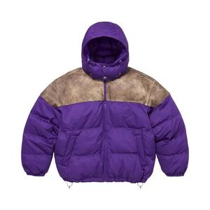 Пуховики Supreme Leather Yoke Puffer Jacket «Purple»