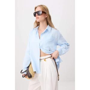 Светло-голубая мягкая oversize муслиновая рубашка на пуговицах Twoss26Go00159