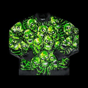 Бомберы Supreme Skull Pile Leather Bomber Jacket 'Green'