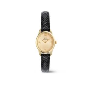 Ophelia Mini Black Lizard Unitone Guilloché Gold - Женские часы с ремешком из нержавеющей стали и кожи, часы DW, официальные, подлинные, оригинальные