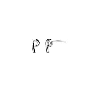 Серьги-гвоздики из стерлингового серебра 925 пробы с инициалом P