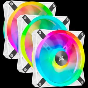 Corsair iCUE QL120 RGB 120mm PWM White Fan — комплект из 3 вентиляторов с Lighting Node CORE