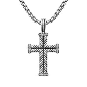 Серебряная подвеска Chevron Cross с бриллиантами (33.5 мм)