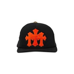 Кепки Chrome Hearts St. Barths Exclusive Cemetery Cross Trucker Hat «Black/Orange»