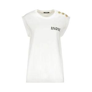 Топы Balmain Cotton Sleeveless Logo Tank T-Shirt 'Белый'