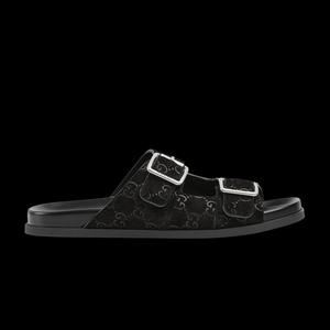 Слайды Gucci Slide Sandal «GG Suede - Black»